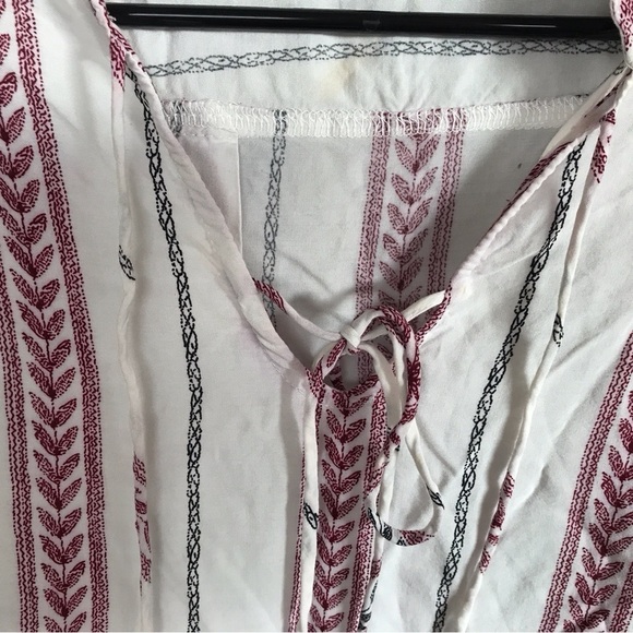 Loverich Boho Blouse White/Pink/Red Pretty SzM Long Sleeves Cropped - Picture 5 of 7